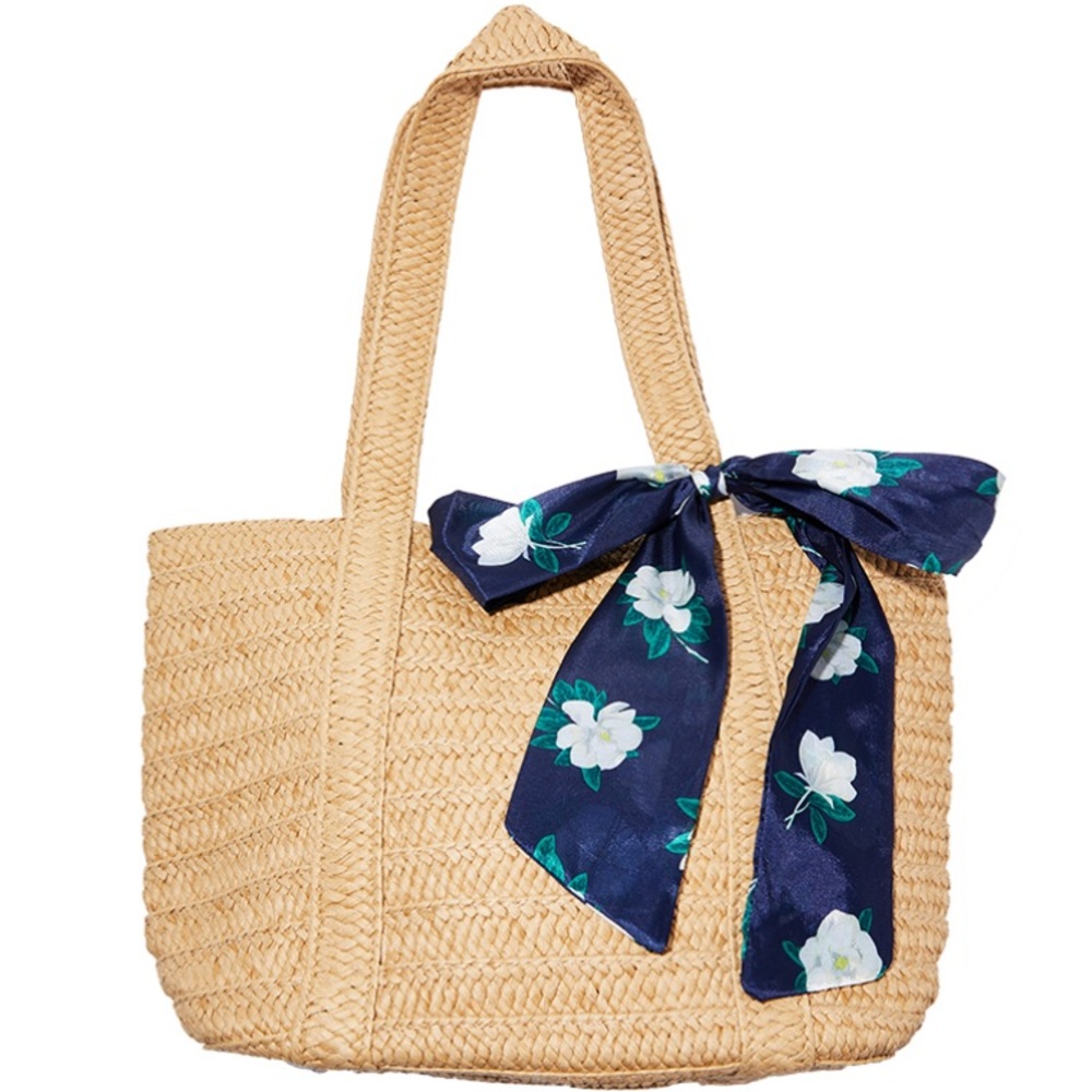 Draper James Straw Bag with Floral Scarf